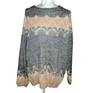 Lovely  Women's Pure Mohair Grey Sweater Mountain Vibe, Soft Thin Light 2XL 80's